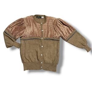 Vintage 80s Graced by Starr Cardigan Sweater Rhinestone Glam Rock Disco Sz L
